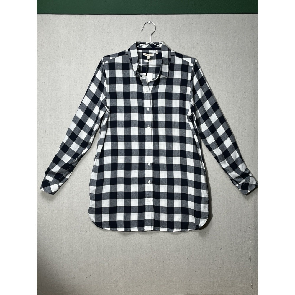 Barbour Baymouth Tunic Shirt UK 10 US 6 Navy Check Lyocell Linen NWT
